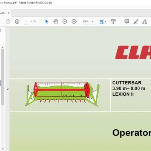 Claas Lexion II Cutterbar 3.90 m– 9.00 m Operator's Manual - PDF DOWNLOAD