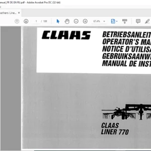 Claas Liner 770 Operator's Manual - PDF DOWNLOAD