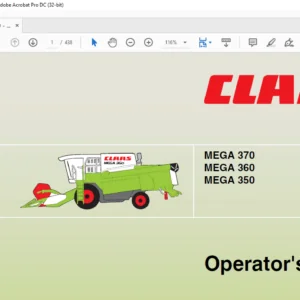 Claas MEGA 370 MEGA 360 MEGA 350 Operator's Manual - PDF DOWNLOAD