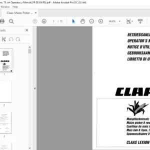 Claas Maize Picker 8 rows 75 cm Operator's Manual FR_DE_EN_NL_IT - PDF DOWNLOAD