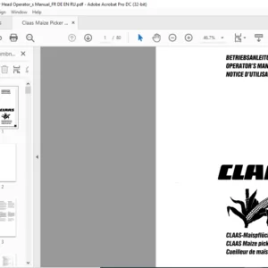 Claas Maize Picker Head Operator's Manual FR_ES_EN - PDF DOWNLOAD