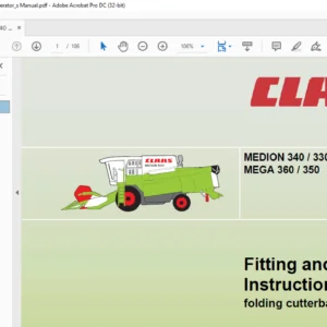 Claas Medion 340 330 320 310 Mega 360 350 folding cutterbar 4.50 m Fitting & Operating Instructions Manual
