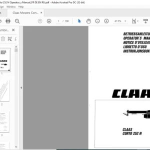 Claas Mowers Corto 252 N Operator's Manual FR_DE_EN_IT_NP - PDF DOWNLOAD