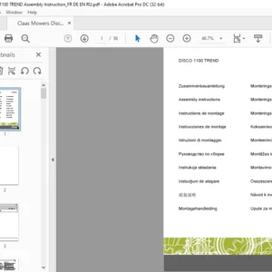 Claas Mowers Disco 1100 TREND Assembly Instruction Manual FR_DE_EN_RU - PDF DOWNLOAD