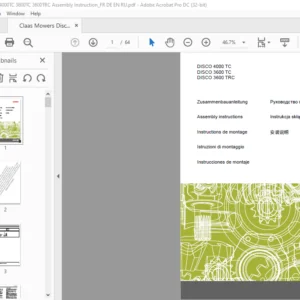 Claas Mowers Disco 4000TC 3600TC 3600TRC Assembly Instruction Manual FR_DE_EN_RU