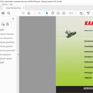 Claas Mowers Disco 9100 C AutoSwather Assembly Instruction Manual FR_DE_EN_RU