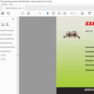Claas Swathers Liner 1750 Assembly Instruction Manual FR_DE_EN_IT_ES_RU - PDF DOWNLOAD
