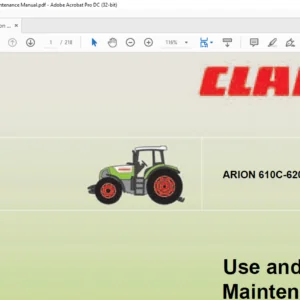 Claas Tractor Arion 610C 620C 630C Use & Maintenance Manual - PDF DOWNLOAD