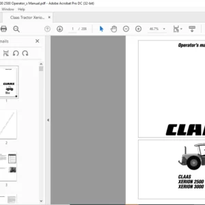 Claas Tractor Xerion 3000 2500 Operator's Manual - PDF DOWNLOAD
