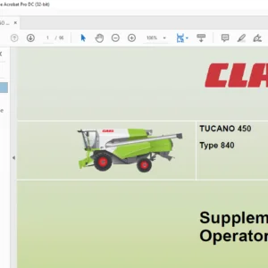 Claas Tucano 450 Type 840 Operator's Manual - PDF DOWNLOAD