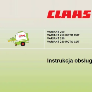 Claas Variant 260 260 Roto Cut 280 280 Roto Cut Instrukcja obsługi (Polish)