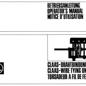 Claas Wire Tying Unit Operator's Manual - PDF DOWNLOAD