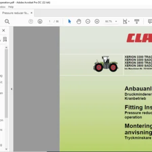 Claas XERION 3300 TRAC TRAC VC 3300 SADDLE TRAC 3800 TRAC TRAC VC 3800 SADDLE TRAC Fitting Instructions Manual DE_EN_SV