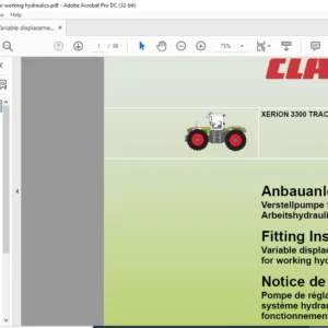 Claas XERION 3300 TRAC VC Variable displacement pump for working hydraulics Fitting Manual