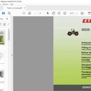 Claas XERION 3800-3300 TRAC TRAC VC 3800-3300 SADDLE TRAC Trailer air brake Fitting Manual