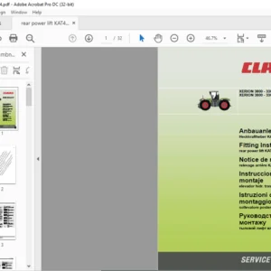Claas XERION 3800-3300 TRAC/TRAC VC 3800-3300 SADDLE TRAC rear power lift KAT4 Fitting Instructions Manual