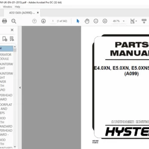 Hyster E4.0XN E5.0XN E5.0XNS E5.5XN (A099) Parts Manual - PDF DOWNLOAD