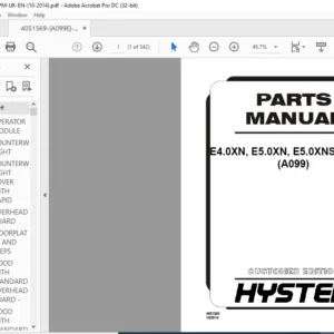 Hyster E4.0XN E5.0XN E5.0XNS E5.5XN (A099) Parts Manual - PDF DOWNLOAD