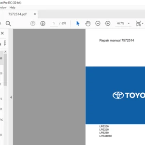 Toyota BT LPE200 LPE220 LPE250 LPE340BE Repair Manual 7572514 - PDF DOWNLOAD