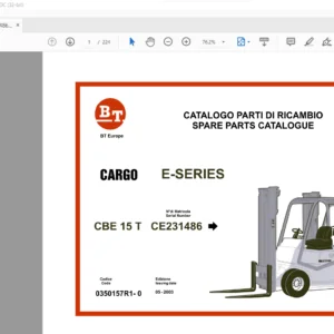 BT CBE 15T Cargo E-Series Spare Parts Catalogue Manual - PDF DOWNLOAD