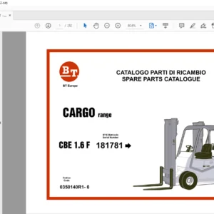 BT Cargo Range CBE 1.6 F Parts Catalogue Manual - PDF DOWNLOAD