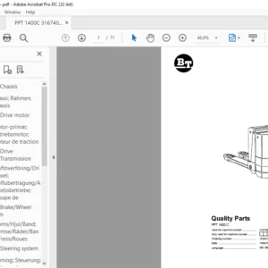 BT PPT 1400 C Quality Parts Manual - PDF DOWNLOAD