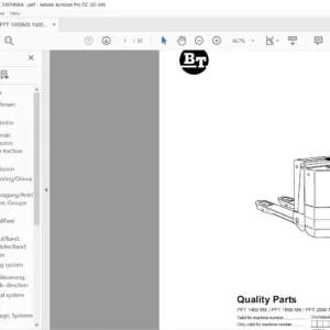 BT PPT 1400 MX PPT 1600 MX PPT 2000 MX Quality Parts Manual - PDF DOWNLOAD