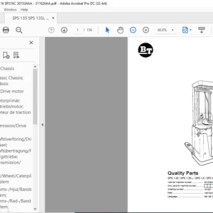 BT SPS 1.35 / SPS 1.35 L / SPS 1.6 / SPS 1.6 L Quality Parts Manual - PDF DOWNLOAD