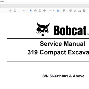 Bobcat 319 Compact Excavator Service Manual 6904188 (2-06) - PDF DOWNLOAD