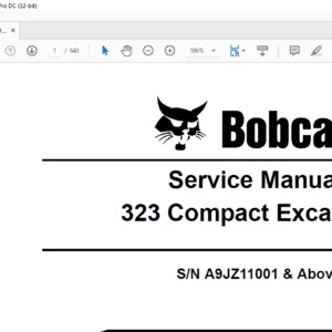 Bobcat 323 Compact Excavator Service Manual 6986958 (2-08) - PDF DOWNLOAD