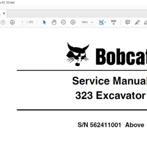 Bobcat 323 Excavator Service Manual 6903380 (6-11) - PDF DOWNLOAD