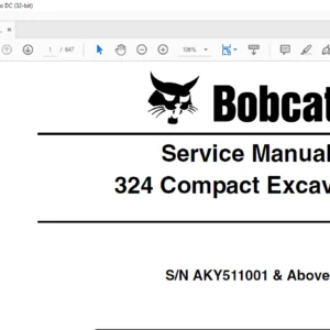 Bobcat 324 Compact Excavator Service Manual 6989593 (2-10) - PDF DOWNLOAD