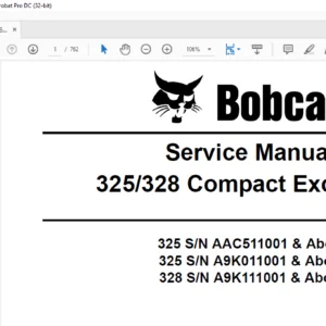Bobcat 325 328 Compact Excavator Service Manual 6986940 (10-09) - PDF DOWNLOAD