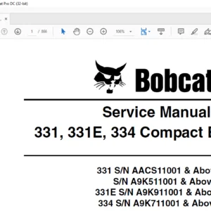 Bobcat 331 331E 334 Compact Excavator Service Manual 6986943 (9-09) - PDF DOWNLOAD
