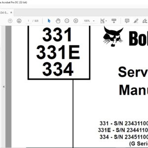Bobcat 331 331E 334 Excavator Service Manual 6902743 (11-09) - PDF DOWNLOAD