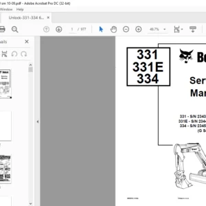 Bobcat 331 331E 334 Service Manual 6903830 (10-09) - PDF DOWNLOAD