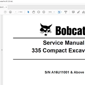 Bobcat 335 Compact Excavator Service Manual 6904775 (10-09) - PDF DOWNLOAD