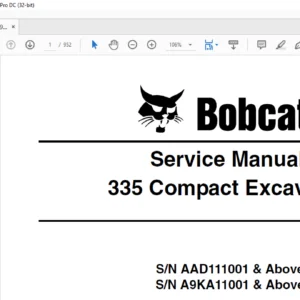 Bobcat 335 Compact Excavator Service Manual 6986949 (5-10)  - PDF DOWNLOAD