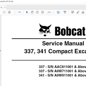 Bobcat 337 341 Compact Excavator Service Manual 6986746 (5-10) - PDF DOWNLOAD