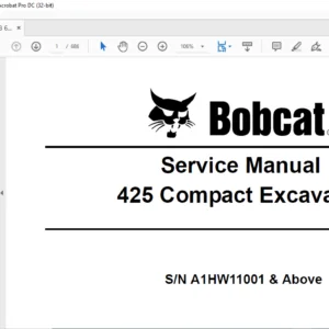 Bobcat 425 Compact Excavator Service Manual 6904866 (11-06) - PDF DOWNLOAD