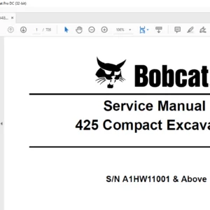 Bobcat 425 Compact Excavator Service Manual 6904866 (7-07) - PDF DOWNLOAD