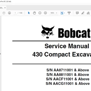 Bobcat 430 Compact Excavator Service Manual 6986955 (9-09) - PDF DOWNLOAD