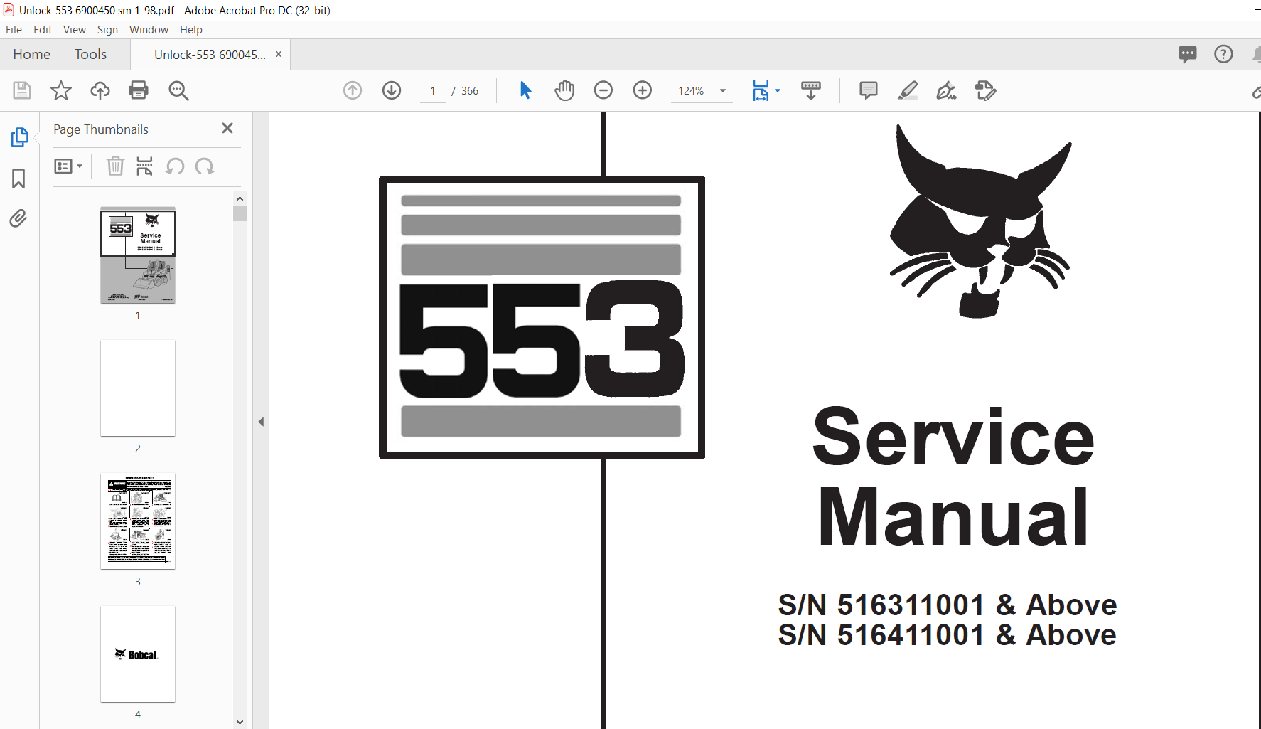 Bobcat 553 Service Manual 6900450 (1–98) - PDF DOWNLOAD - HeyDownloads