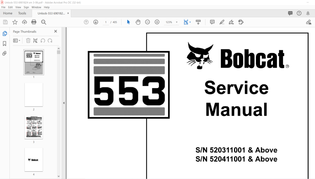 Bobcat 553 Service Manual 6901824 (3-06) - PDF DOWNLOAD - HeyDownloads