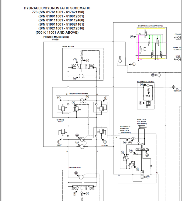 Bobcat 773 Wiring Electrical Schematic + Hydraulic/Hydrostatic