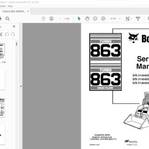 Bobcat 863 863 High Flow Service Manual 6900942 (2-06) - PDF DOWNLOAD