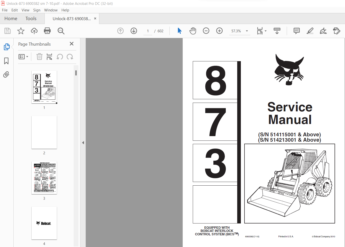 Bobcat 873 Manual