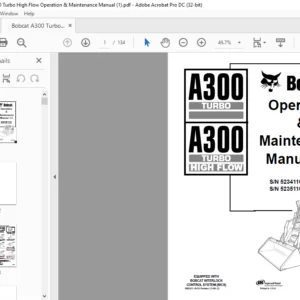 Bobcat A300 Turbo A300 Turbo High Flow Operation & Maintenance Manual - PDF DOWNLOAD