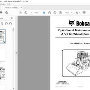 Bobcat A770 All-Wheel Steer Loader Operation & Maintenance Manual 770 6990114 (3-11) - PDF DOWNLOAD