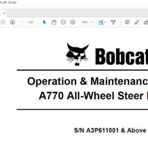 Bobcat A770 All-Wheel Steer Loader Operation & Maintenance Manual - PDF DOWNLOAD
